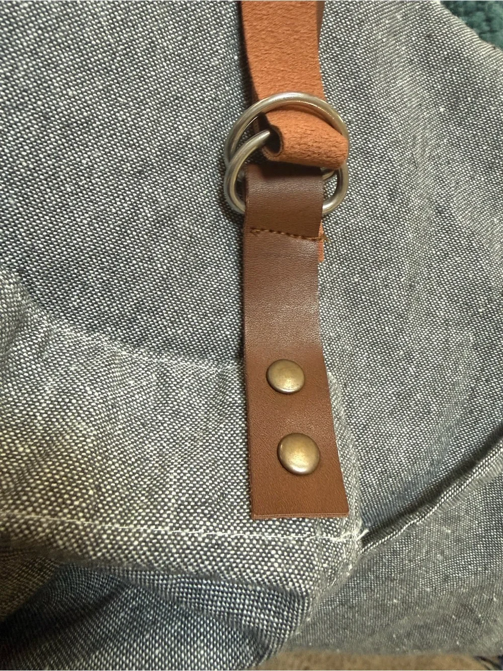 Gray Linen-Blend Apron with faux Leather Neck Straps- Working Kitchen